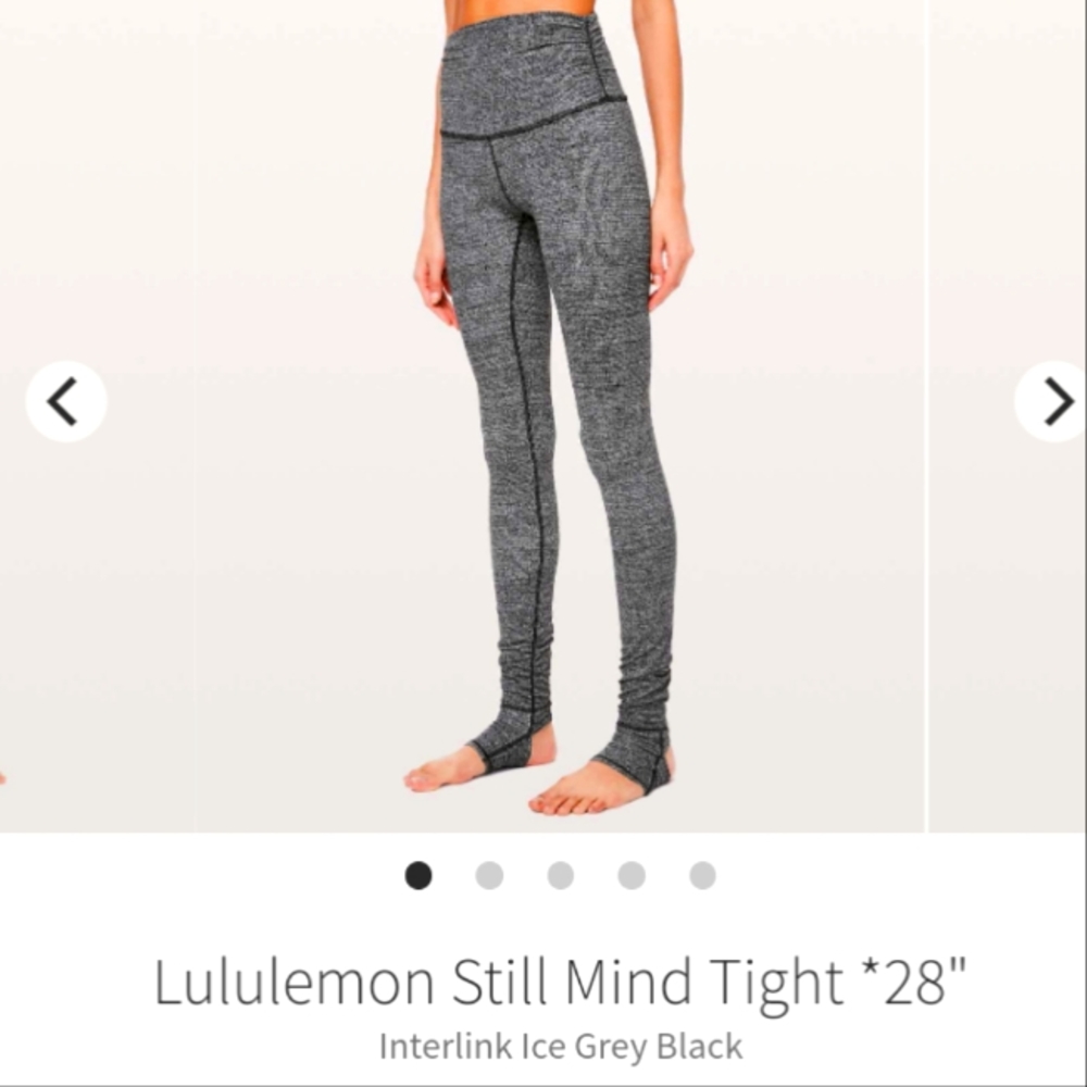 Lululemon Still Mind 28" Inseam Leggings Interlink Ice Grey Black Size 6